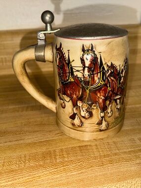 1980s Ceramarte Budweiser Champion Clydesdales Stein mug vintage
